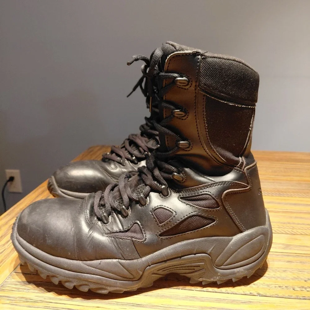Reebok Rapid Response Boots Size 11 Black Side Zip Composite Toe Tactical RB8874